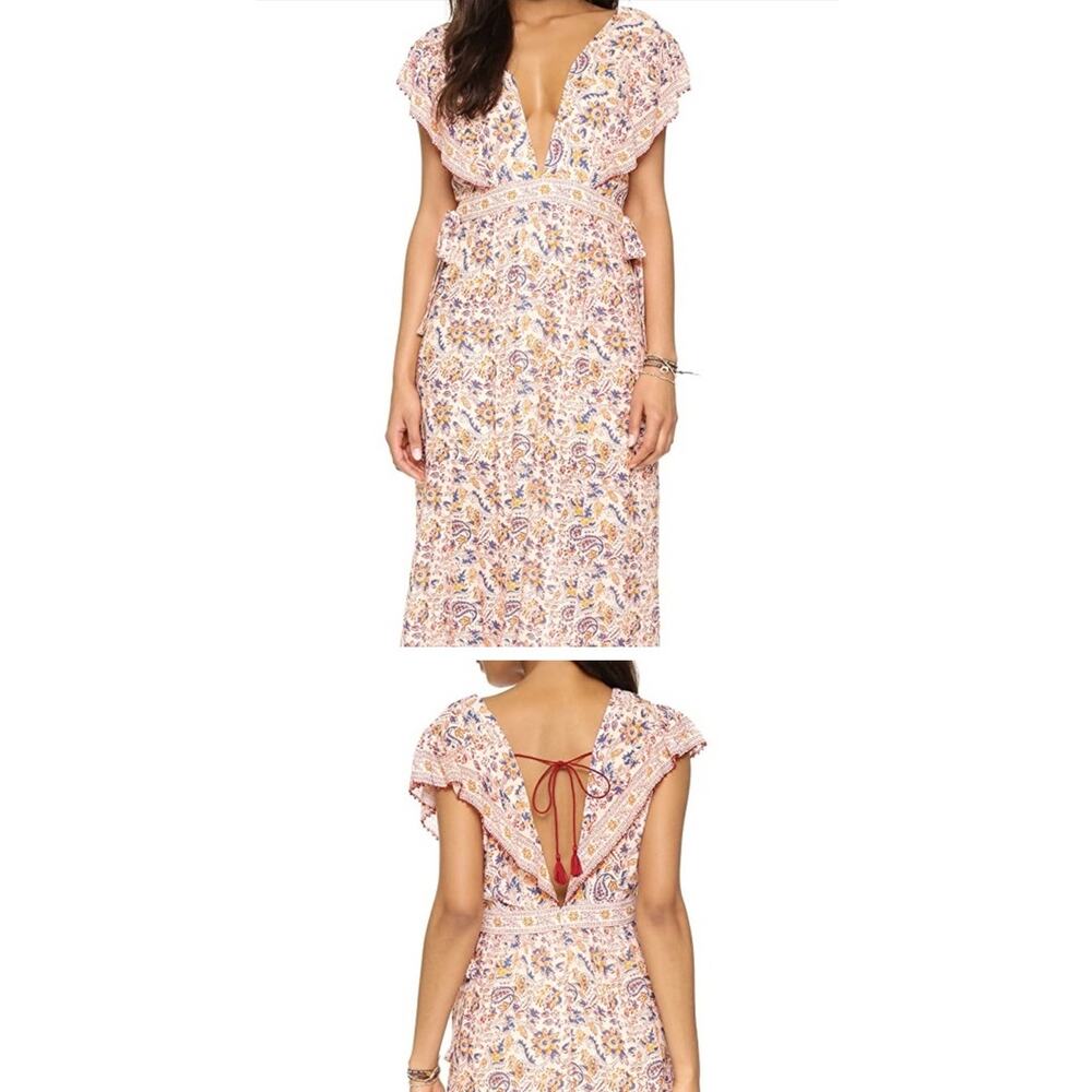 Saylor molly maxi dress v-neck pink red floral printed sexy dress XS